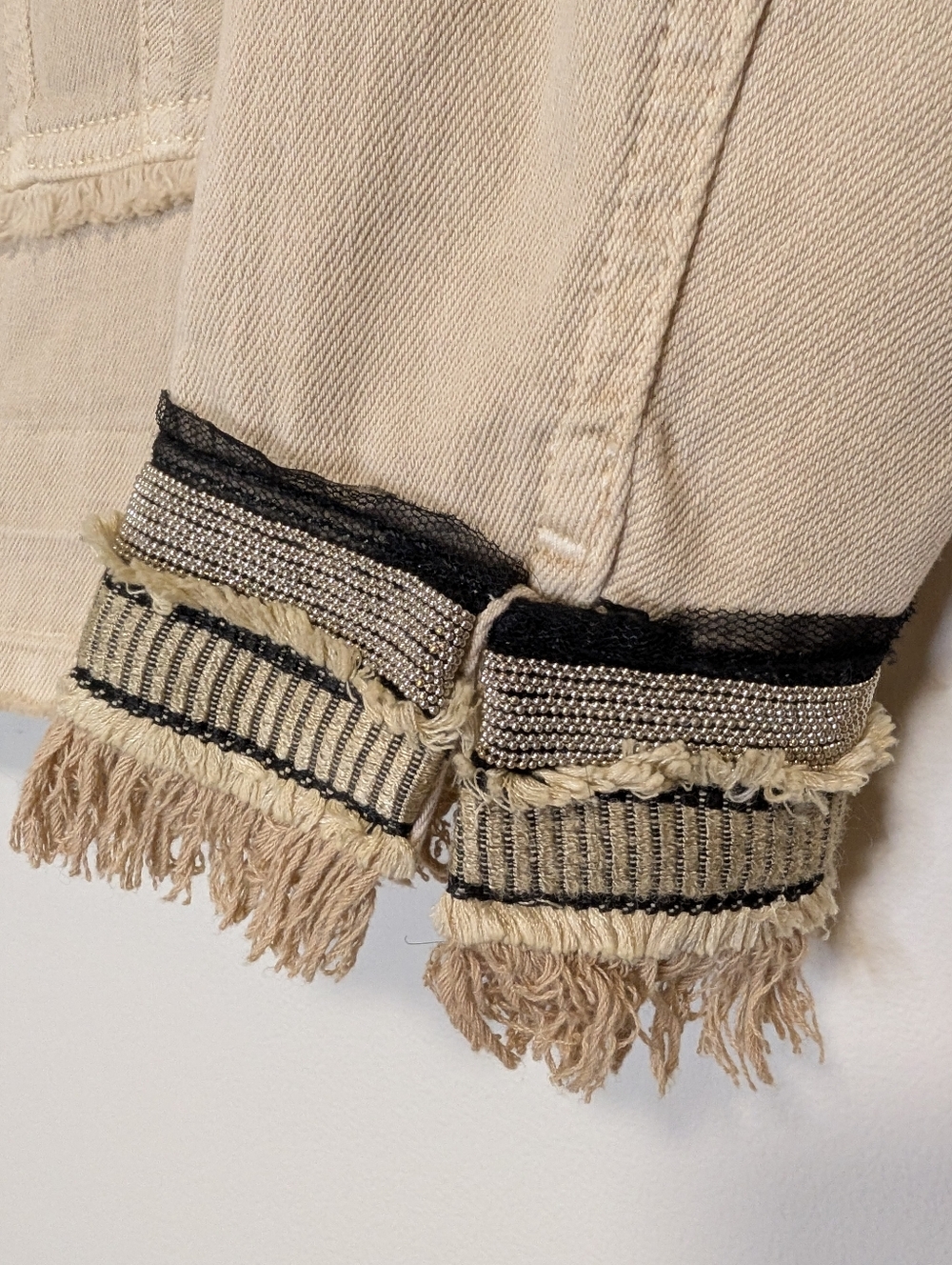 Tan Marc Aurel Beige Frayed Hem Lightweight Jacket (Small 36) - Picture 7 of 14